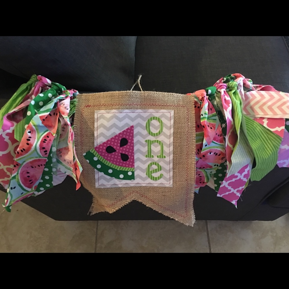 Watermelon theme high chair banner
